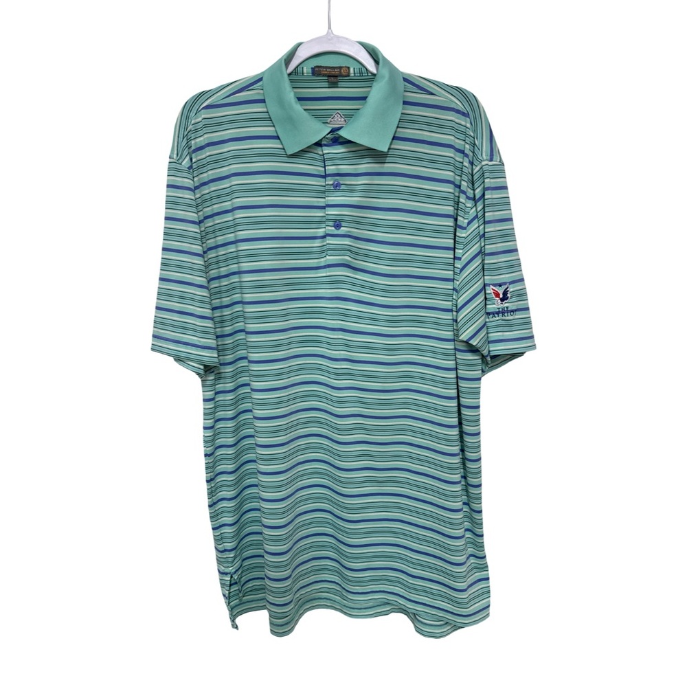 Peter Millar Summer Comfort “The Patriot” Logo Striped Polo Shirt Men’s Large